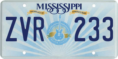 MS license plate ZVR233