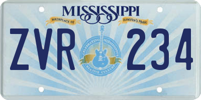 MS license plate ZVR234