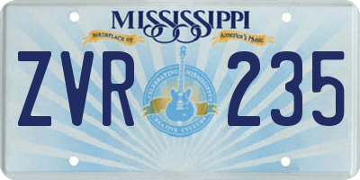 MS license plate ZVR235