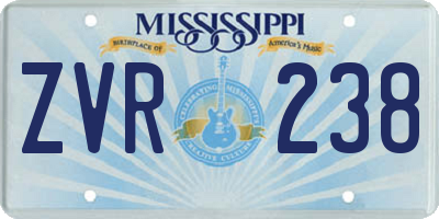 MS license plate ZVR238