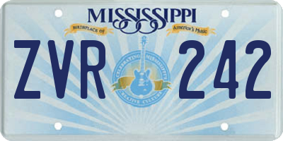 MS license plate ZVR242