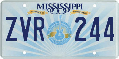 MS license plate ZVR244