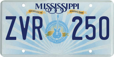 MS license plate ZVR250