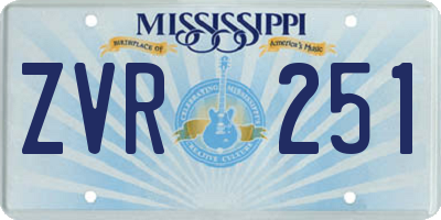 MS license plate ZVR251