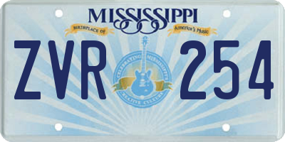 MS license plate ZVR254
