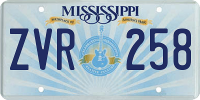 MS license plate ZVR258