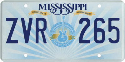 MS license plate ZVR265