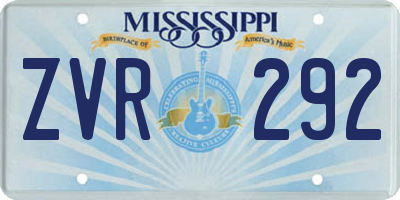 MS license plate ZVR292