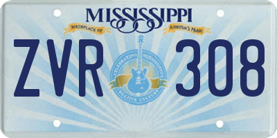 MS license plate ZVR308