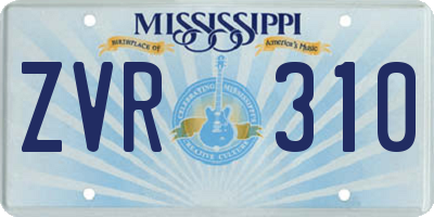 MS license plate ZVR310