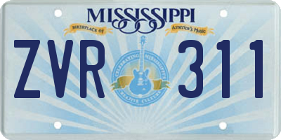 MS license plate ZVR311