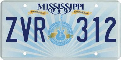 MS license plate ZVR312