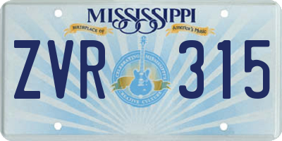 MS license plate ZVR315