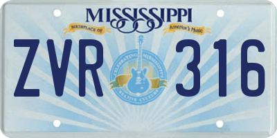 MS license plate ZVR316