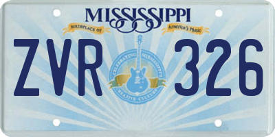 MS license plate ZVR326