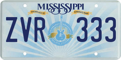 MS license plate ZVR333
