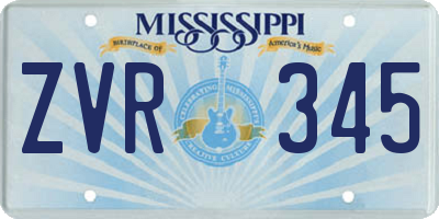 MS license plate ZVR345