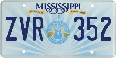 MS license plate ZVR352