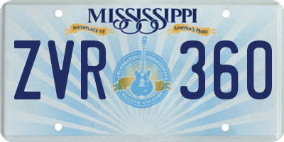 MS license plate ZVR360