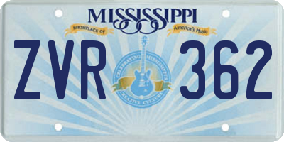 MS license plate ZVR362