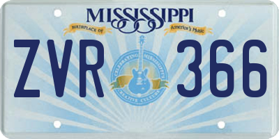 MS license plate ZVR366