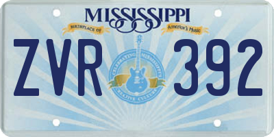 MS license plate ZVR392