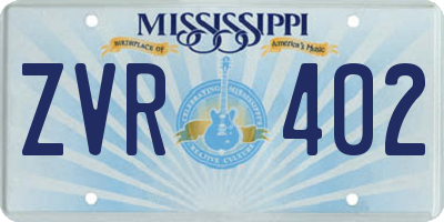 MS license plate ZVR402