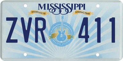 MS license plate ZVR411