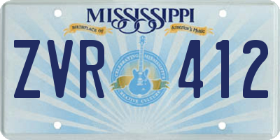 MS license plate ZVR412