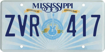 MS license plate ZVR417