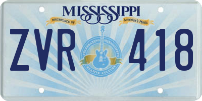 MS license plate ZVR418