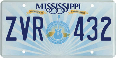 MS license plate ZVR432