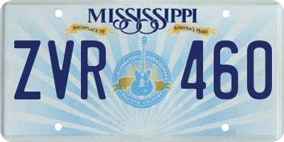 MS license plate ZVR460