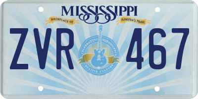 MS license plate ZVR467