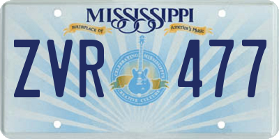 MS license plate ZVR477