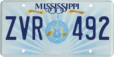 MS license plate ZVR492