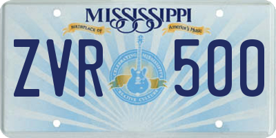 MS license plate ZVR500