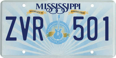MS license plate ZVR501