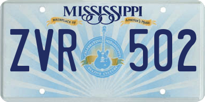 MS license plate ZVR502