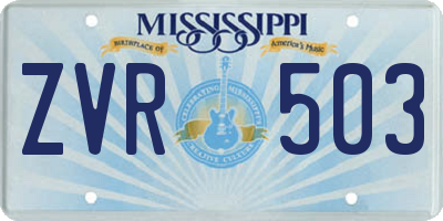 MS license plate ZVR503