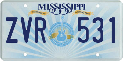 MS license plate ZVR531