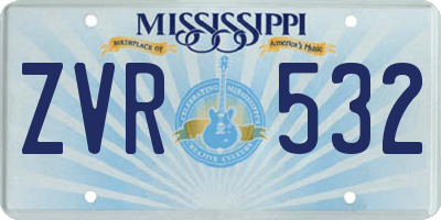 MS license plate ZVR532