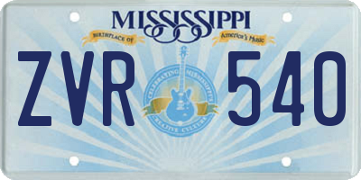 MS license plate ZVR540