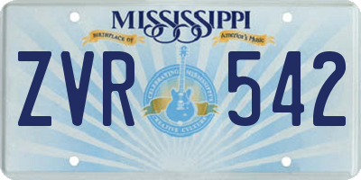 MS license plate ZVR542