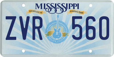 MS license plate ZVR560