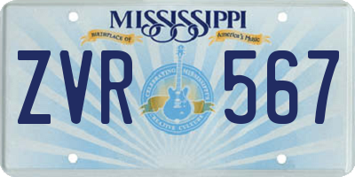 MS license plate ZVR567