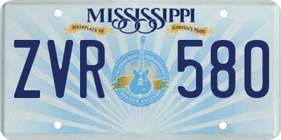 MS license plate ZVR580