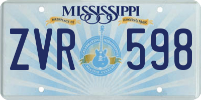 MS license plate ZVR598