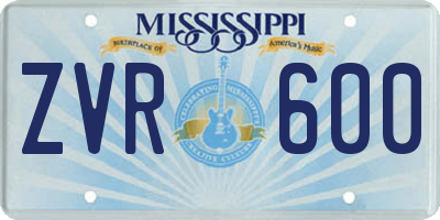 MS license plate ZVR600