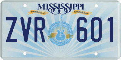 MS license plate ZVR601